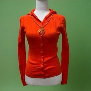 Zara Vibrant Orange Hooded Cardigan S